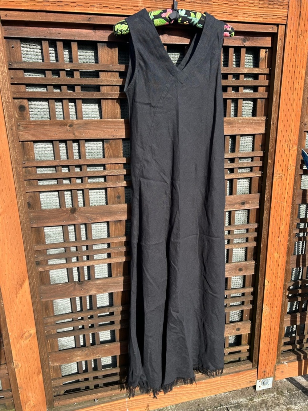 NWOTS Crown Linen Designs 100% Linen Blue Bias Cut Sleeveless Maxi Dress Small